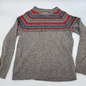 O’Hanlon Mills Fair Isle Sweater Wool Blend Nordic Knit Gray Women’s M